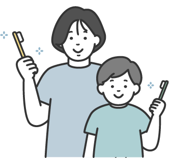 歯ブラシを持つ親子１