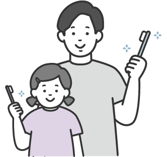歯ブラシを持つ親子２